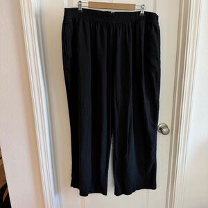 Old Navy Linen Blend Wide Leg Pants XL Black Pull On Summer Beach Resort Pockets